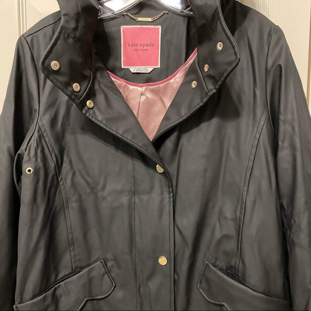 NWT Kate Spade Forest Green Scallop Raincoat - Picture 5 of 9